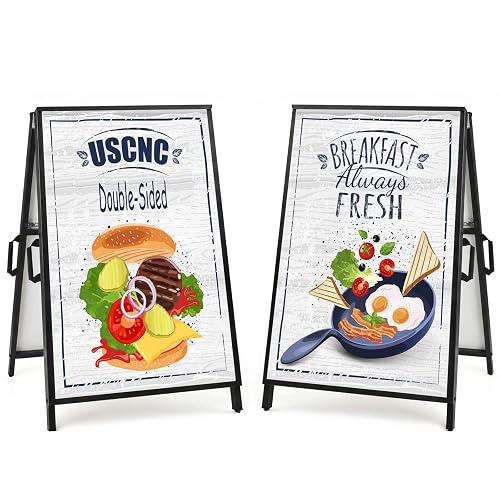 USCNC A-Frame Sign 24×36 Inch, Indoor & Outdoor Compatible (Frame only) | Waterproof, Rust-Proof & High Impact Resistance, Double-Sided Display & Foldable Design,2 PACK