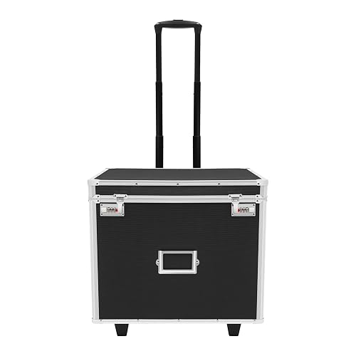 XUFOPLY Portable File Storage Box, Aluminum Alloy File Lock Box Hand pull Files Case Locking Mobile Business Case with Combination Lock & Wheels for Homes, Offices (Black)