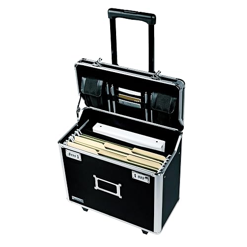 Vaultz Locking Mobile Business Case, Legal Size, Black, 14.5 x 13.5 In | Key lock securely closes case for documents on the go, legal-size interior fits letter and legal paperwork, durable case