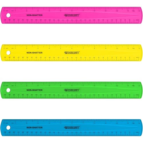Westcott Shatterproof Ruler, Assorted Translucent Colors, 12"