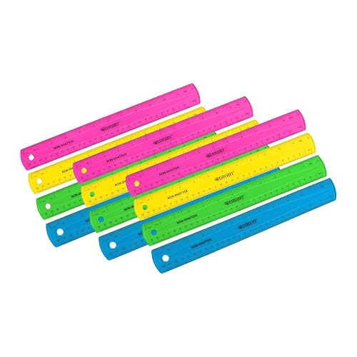 Westcott Shatterproof Ruler, Assorted Translucent Colors, 12" (Pack of 3)