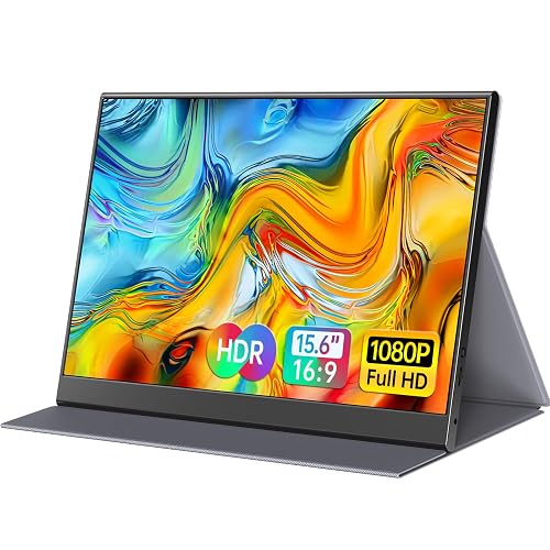 ForHelp 15.6inch Portable Monitor,1080P USB-C HDMI Second External Monitor for Laptop,PC,Mac Phone,PS,Xbox,Swich,IPS Ultra-Thin Zero Frame Gaming Display/Premium Smart Cover
