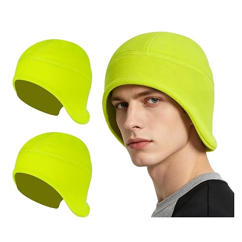 VENDACE 2 Pack Men's Hi Vis Hat Thermal Fleece Lined High Visibility Winter Safety Hat Skull Cap Beanie