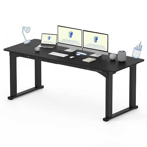 FLEXISPOT 4-Leg Standing Desk, 78"x32", Electric Height Adjustable, Black | Stable 4-Leg Frame, Spacious Workspace, Memory LED Controller, Ergonomic Height Range