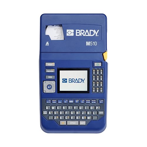 Brady M510 Portable Industrial Label Printer Kit with Laboratory ID Software, Carrying Case, Label Cartridge, Rechargeable Battery and Charger, 3.75" H x 5.75" W x 10" D