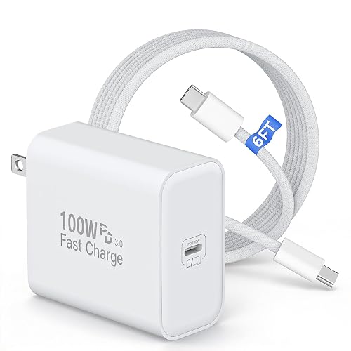 Macbook Charger, 100W Laptop USBC Charger Block with 6FT Fast Charging Cord | High Speed Apple Computer Charger for MacBook Pro 16 14 inch Mac Air 15 13 inch 2026 2025 2024, iPhone 18 Pro/17/16, iPad Pro
