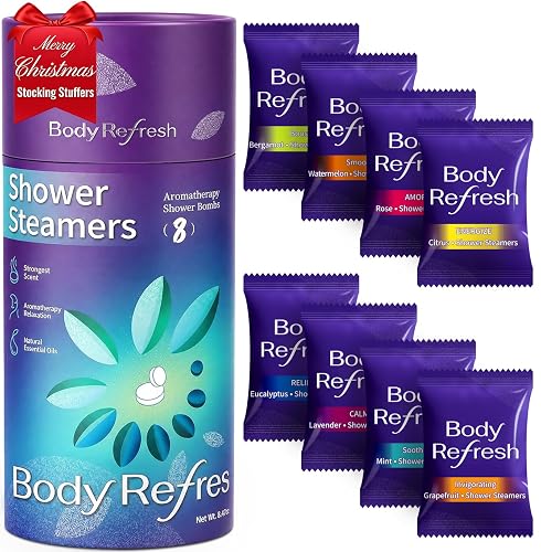 Shower Steamers Aromatherapy 8 Pack - Stocking Stuffers for Women Adults Teens, Boo Basket Stuffers,Christmas Gift for Women, White Elephant Gifts, Shower Bombs for Self Care Relaxation Stress Relief