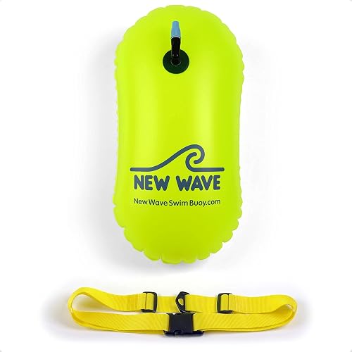 New Wave Swim Bubble for Open Water Swimmers and Triathletes - Be Bright, Be Seen & Be Safer with New Wave While Swimming Outdoors with This Safety Swim Buoy Tow Float