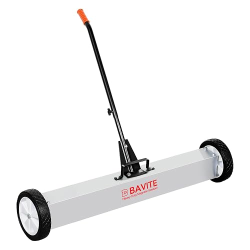E BAVITE 55lbs Rolling Magnetic Sweeper with Wheels, Magnet Pickup Sweeper 36" | Telescopic Magnet Broom Large Magnet Tools Cleanup and Long Adjustable Handle for Construction Yard Shop