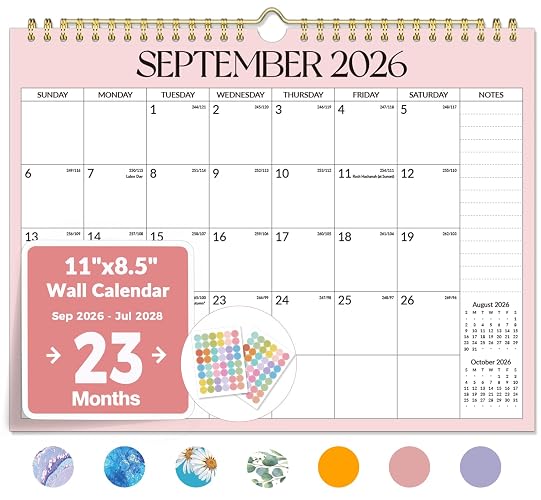Forvencer 2027 Wall Calendar, 23-Month (Sep 2026 - Jul 2028), 11" x 8.5" | Full Page Memo Space, Cute Stickers, Premium Thick Paper, Big Unruled Blocks, Twin-Wire Binding Hanging for Home Office