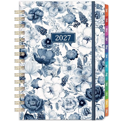 2027 Planner - 6.4''x 8.5'', 2027 Planner Weekly and Monthly | Jan. 2027 - Dec. 2027, Weekly & Monthly Planner 2027 Spiral Bound, Sturdy Cover, Monthly Tab, Inner Pocket, Elastic Closure
