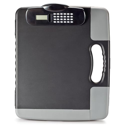 Officemate Portable Clipboard Storage Case with Calculator, Charcoal (83302)