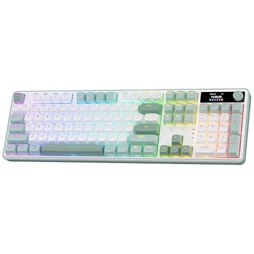 Redragon K761 PRO Wireless 104-Key Gasket Gaming Keyboard, Screen & Knob | Easy-Control LED Info Display, 0-Delay Tri-Mode, Cushioned 5-Layer Noise Dampening for Creamy Thocky Sound, Standard 104 keys