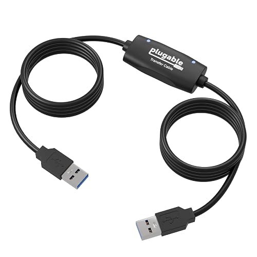 Plugable USB Transfer Cable, Unlimited Use | Transfer Data Between 2 Windows PC's, Compatible with Windows 11, 10, 7, XP, Bravura Easy Computer Sync Software Included