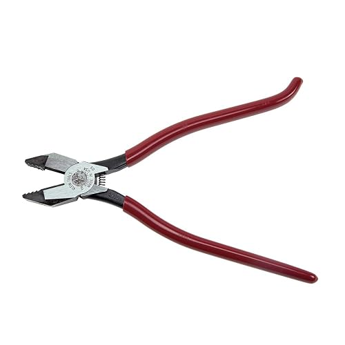 Klein Tools D201-7CSTA Ironworker Pliers, Spring Loaded Knurled Jaw, 9-Inch | Side Cutters Twist and Cut Annealed Rebar Tie Wire, Aggressive Knurled Jaws