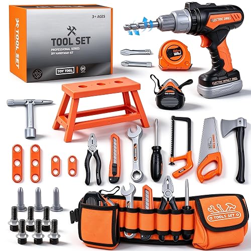 Kids Tool Set Toddlers Tool Kit Kid Toddler Tools Belt 3 4 5 Year Old | Construction Tools Toys for Boys Birthday Gifts Age 3 4 5