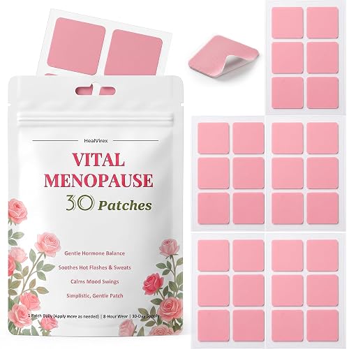HealVirex Vital Menopause Patches - Hot Flash & Night Sweat Support - 30ct | Plant-Based Formula with Black Cohosh, Chasteberry & Ashwagandha. Promotes Gentle Hormonal Balance & Calm Mood.