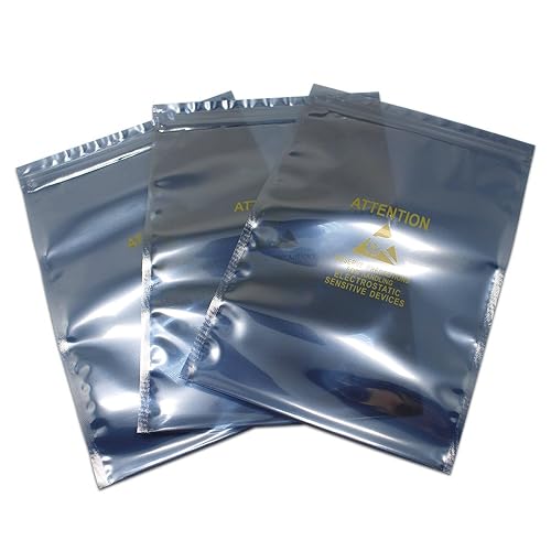 PABCK 20 Pcs Large Anti Static Bags Self Seal Antistatic ESD Bag 7x9.8 inch | Resealable ESD Shielding Bag for Motherboard HDD GPU Anti-static Marking Printed for Computer Accessories Electronic Device