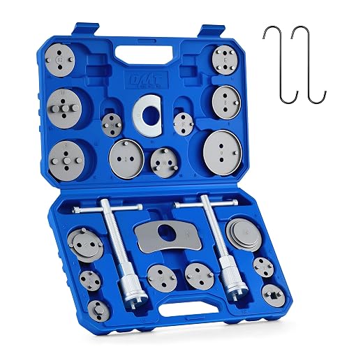 OMT 24pc Brake Caliper Compression Tool with Adapters & Hangers, Sandblast | 1045 Steel Construction; Full Multi Piece Set for Most Vehicles; Thrust Bolt Assemblies; Precision Auto Repair