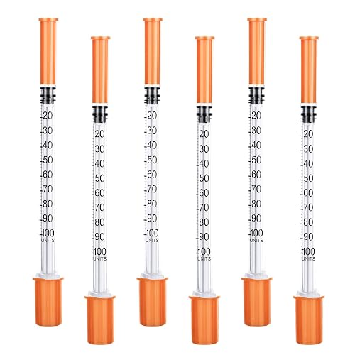 1ml Syringe 32G 1/4Inch(6mm), 100 Pack Individually Packaged Lab Supplies | Sample Syringes for Industrial, Scientific Lab & Experiment Use
