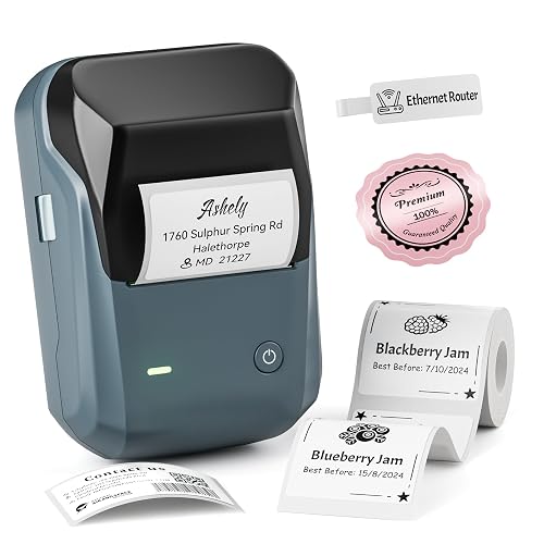 NIIMBOT B1 Label Maker Machine with Tape, 2Inch Thermal Label Printer, Blue | Portable, Bluetooth, Multiple Templates App, for Home, School, Office, Small Business, Compatible with Phones and PC