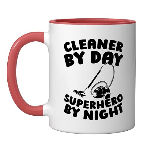 Cleaner Housekeeping Sanitation Janitorial - Cleaner Ceramic Mug, Red/White