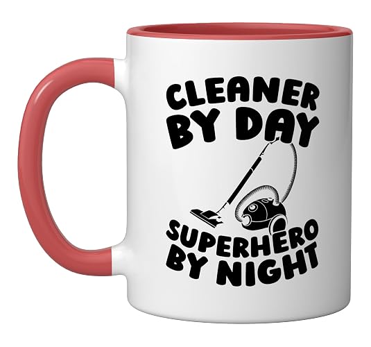 Cleaner Housekeeping Sanitation Janitorial - Cleaner Ceramic Mug, Red/White