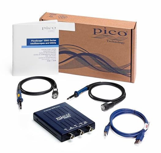 Pico Technology PicoScope 2204A Oscilloscope 2 Channel 10 MHz Bandwidth USB | Portable, 100 MS/s Sampling Rate, 8 kS capture memory with Probes, PS7 Software and Waveform Generator