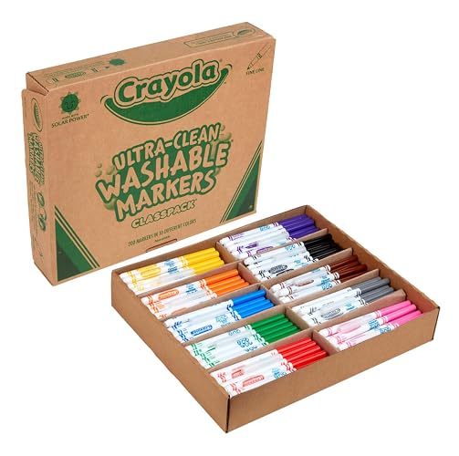 Crayola Ultra Clean Washable Markers Classpack (200ct), Teacher Must Haves | Classroom Bulk Markers for Preschool, Kindergarten & Elementary, Ages 3, 4, 5