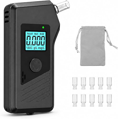 Breathalyzer,Portable Breathalyzers for Alcohol with 10 Mouthpieces | High Accuracy Personal Breathalyzer, Handheld LCD Digital Display Alcohol Breathalyzer Tester for Home Use