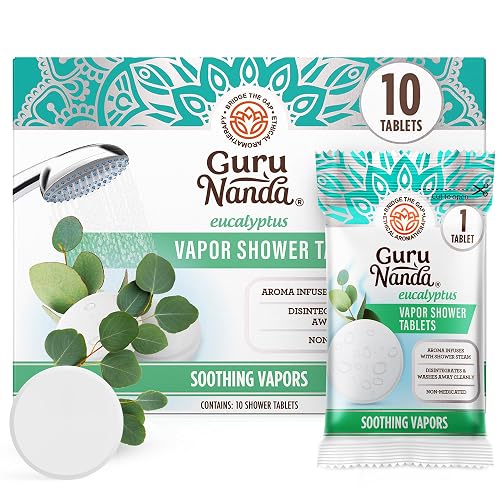 GuruNanda Eucalyptus Vapor Shower Tablets, 10 ct | Eucalyptus & Menthol Aromatherapy Blend|Clean-Dissolving Shower Steamers|Soothes & Promotes Relaxation|Selfcare & Gifting Use