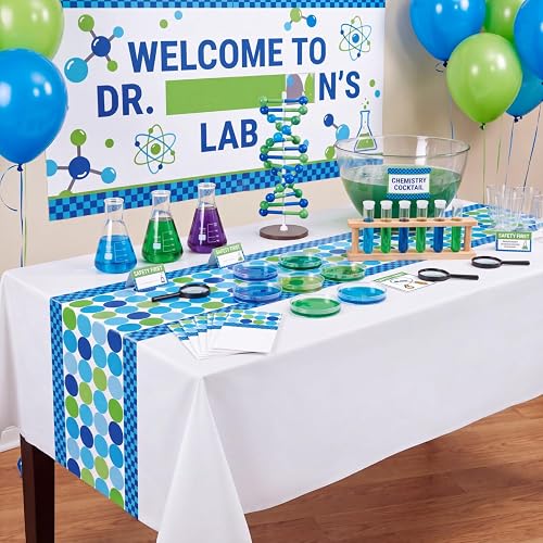 6 Pcs Science Tablecloth Mad Scientist Decorations 51x 87 Inch | Disposable Plastic Laboratory Table Cover, Rectangular Science Table Cloths for Birthday Party Chemistry Events Supplies