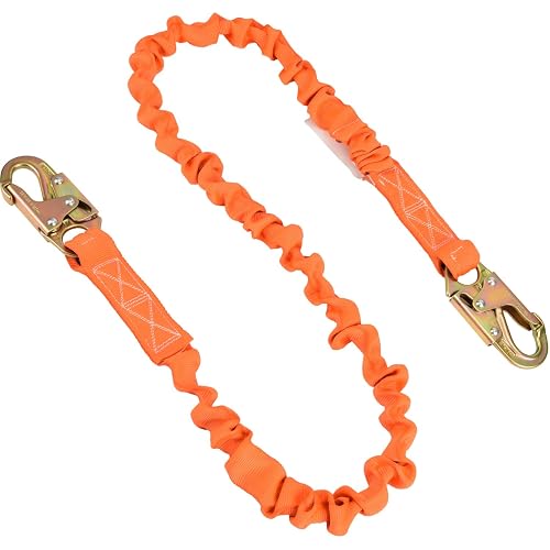 WELKFORDER 6-Foot Internal Shock Absorbing Safety Lanyard with Double Forging Snap Hook Connectors ANSI Z359.13-2013 Compliant Fall Protection Equipment (1 Pack)