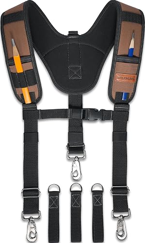 WELKINLAND Heavy-Duty Tool Belt Suspender, 3 Point Tool Belt Suspenders | Padded Tool Belt Suspenders, Sturdy Work Belt Suspenders, Adjustable Tool Bag Suspenders, Comfy Tool Pouch Suspenders For Man