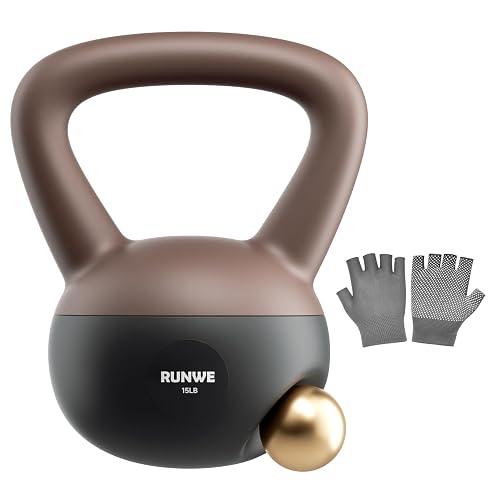 RUNWE Soft Kettlebell 5lb 10lb 15lb 20lb 25lb, Sand Filled Quiet Floor-Friendly Kettlebell, Anti-Slip Home Gym Fitness Equipment for Apartment Postpartum Recovery, Safety for Women Men & Beginner