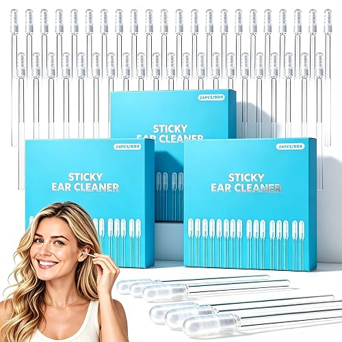Sticky Ear Cleaning Stick, Reusable Ear Cleaning Tools with Soft Rubber Head, Gentle Adhesive Ear Pick for Ear Wax Cleaning, Home Personal Care Hygiene Kit (3 Boxes/72 Pcs)