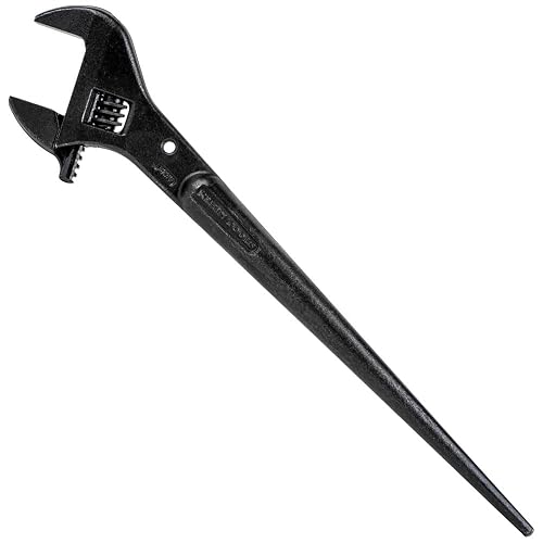 KLEIN TOOLS 3239 16-Inch Adjustable Spud Wrench | Made in USA, Construction Wrench for Up to 1-Inch Heavy Nuts and Bolts, with Tether Hole