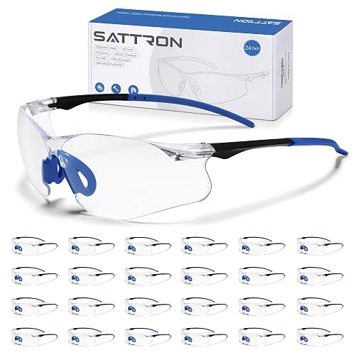 Clear Safety Glasses 24 Pack, Protective Eyewear UV Protection ANSI Z87.1, Safety Goggles Scratch & Impact Resistant, Eye Protection with Nose Pads for Men & Women Construction, Shooting, Lab Work