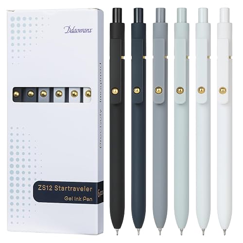Ddaowanx Gel Pens,6 Pcs 0.7mm Retractable Quick Dry Black Ink Pens | Fine Point Smooth Writing Pens for Teachers,Cute Stationery Office&School Supplies,Stocking Stuffers,Gifts for Women Man