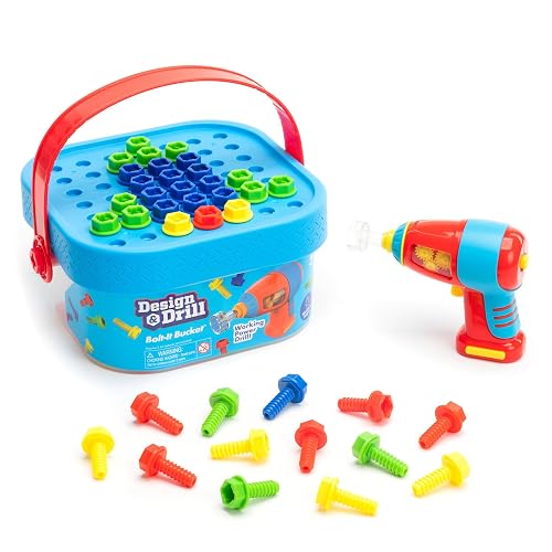 Educational Insights Design & Drill Bolt-It Bucket | Kids Drill Set for Toddlers 3-5, Take Apart STEM Construction Toys for Kids, Toy Tool Set with Working Power Tools