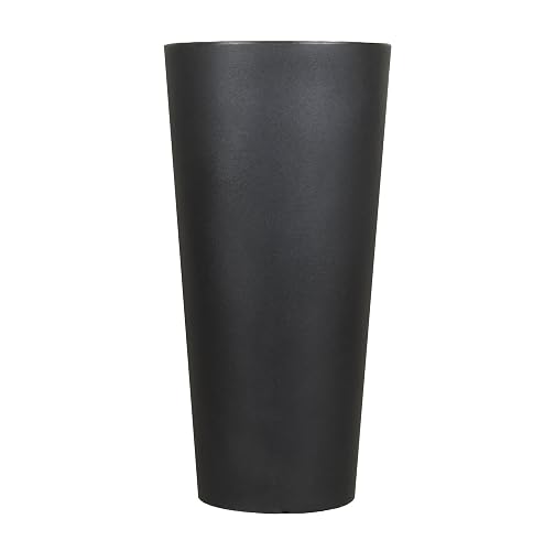 Tusco Products CTR32BK Cosmopolitan Round Garden Planter, 32", Black | UV-Resistant Polyethylene Construction, Tapered Design, for Indoor/Outdoor Use