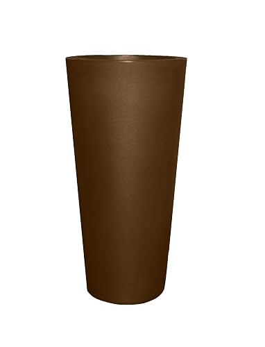 Tusco Products CTR32ES Cosmopolitan Round Garden Planter, 32", Espresso | UV-Resistant Polyethylene Construction, Tapered Design, for Indoor/Outdoor Use