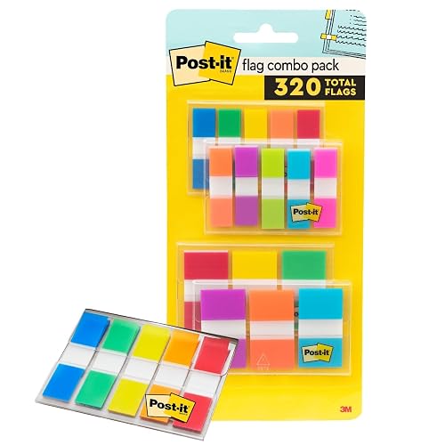 Post-it Flags, .47 x 1.7 in, Multicolor, 1 Dispenser, 320 Flags/Dispenser | Removable Page Markers for Planners, Journals, and Calendars