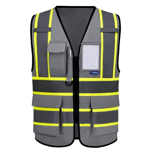 AYKRM 11 color High Vis Reflective Safety Vest for Women Men Pocket Zipper ANSI/ISEA Standard