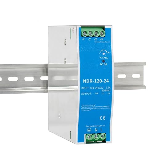 Nixesky 24VDC DIN Rail Power Supply NDR120-24 120W 24v 5a Power Supply Output 24VDC 5A with Dual Output 120vac to 24vdc Power Supply