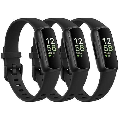 3 Pack for Fitbit Inspire 3 Bands for Women Men, Sports Waterproof Replacement Wristbands for Straps for Inspire 3 Fitness Tracker