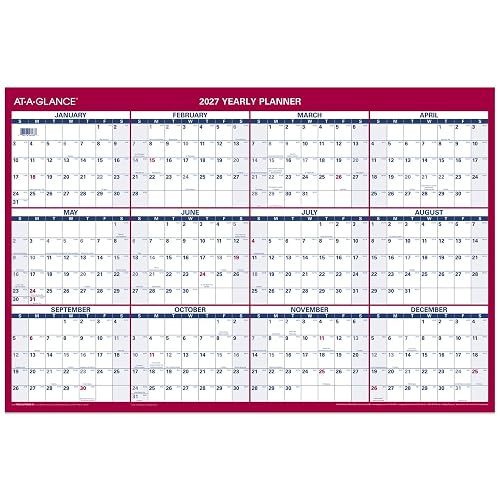 AT-A-GLANCE® 2027 Vertical Horizontal Reversible Erasable Yearly Wall Calendar, Large, 24" x 36"