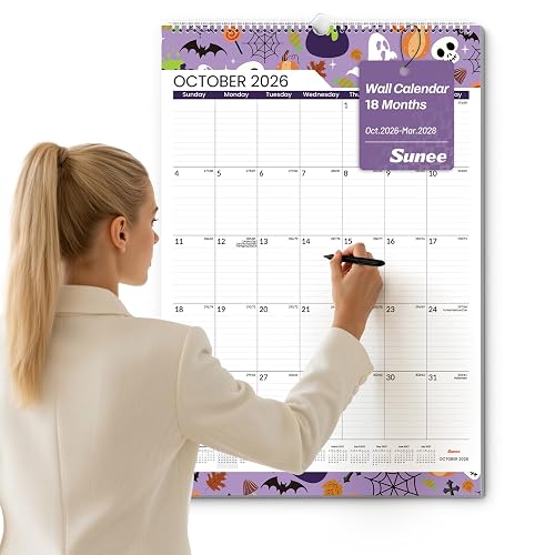 SUNEE 2026-2027 Wall Calendar Large 22.75"x15.5", 18 Month Calendar (Ends March 2028), Vertical Extra Large, Seasons Color