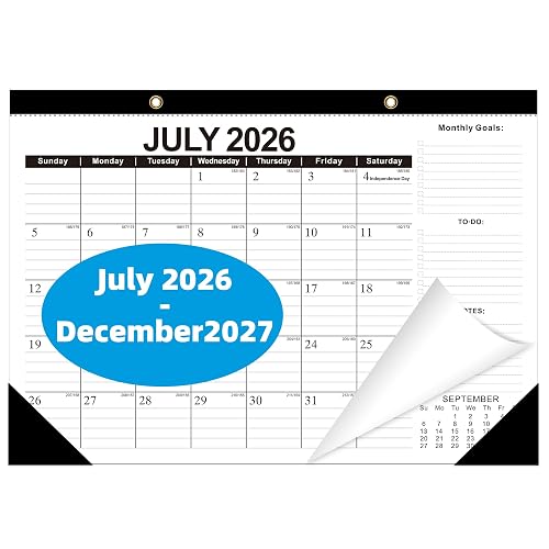 ZTX Desk Calendar 2026-2027 July 2026 to December 2027 | 18 Months 17"×12" Thick Paper with Plastic Cover for Teacher School Home Office