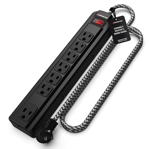 Monster Pro MI Professional Surge Protector Power Strip with Fireproof MOV Technology for Computers, Amplifiers, Pedal Boards, and Pro Audio Gear